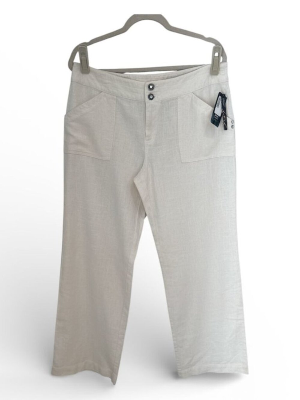 INC International Concepts White Wide Leg Linen Pants | NWT Size 12 Boho
